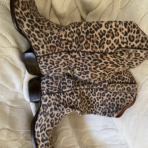 Leopard Print Women's Cowboy Boots - Picture 3 of 13